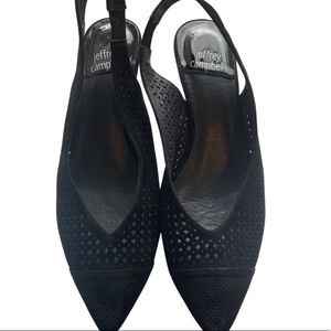 Jeffrey Campbell Bianca Black Slingback Suede Heels